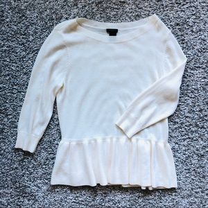 Ann Taylor Factory Cream Peplum Sweater Top